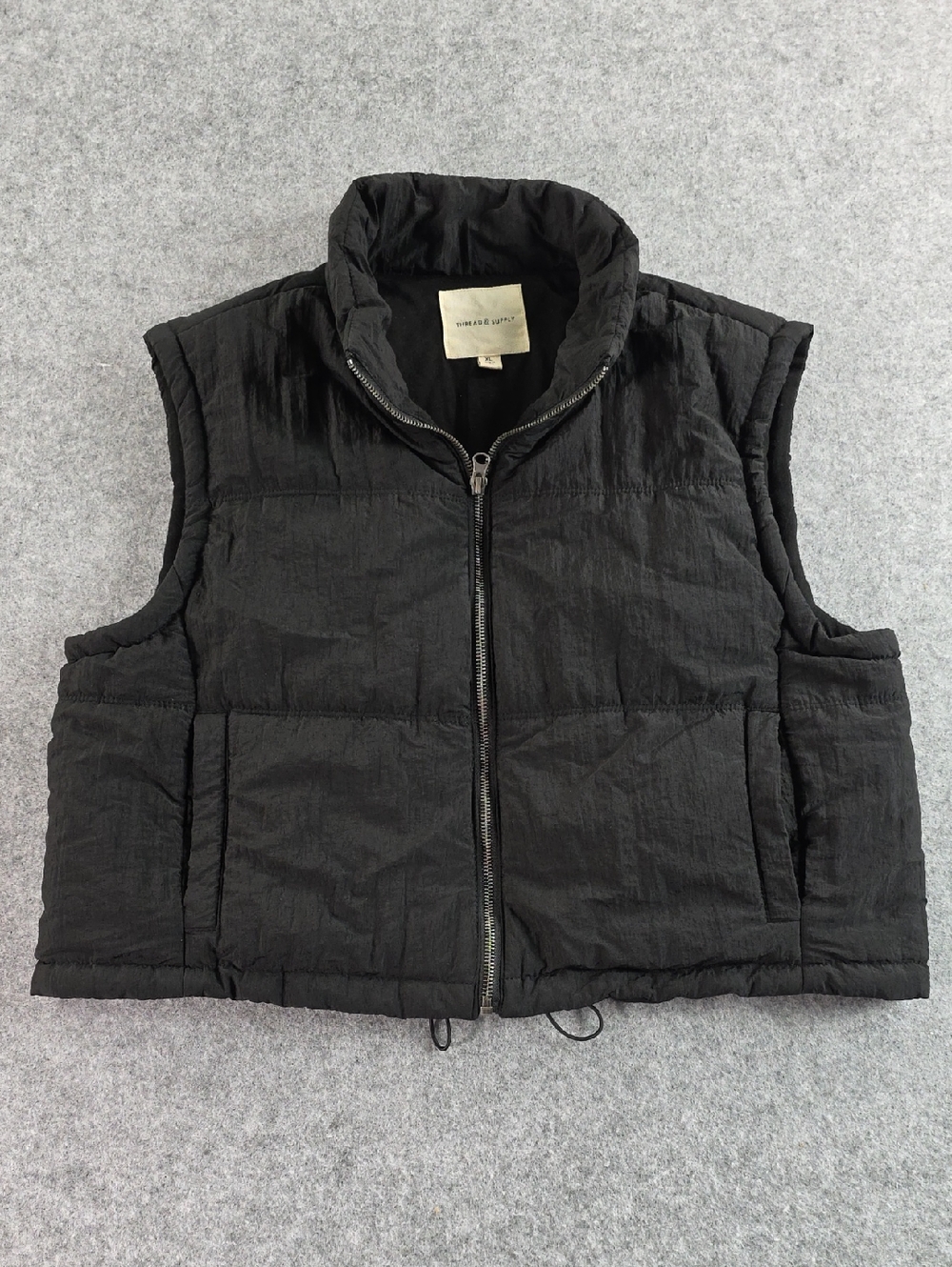 Thread & Supply Black Garment Label XL Women's Puffer Vest Quilted